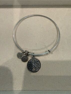 Alex and Ani Silver Charm Bangle Bracelet with Filigree Pendant